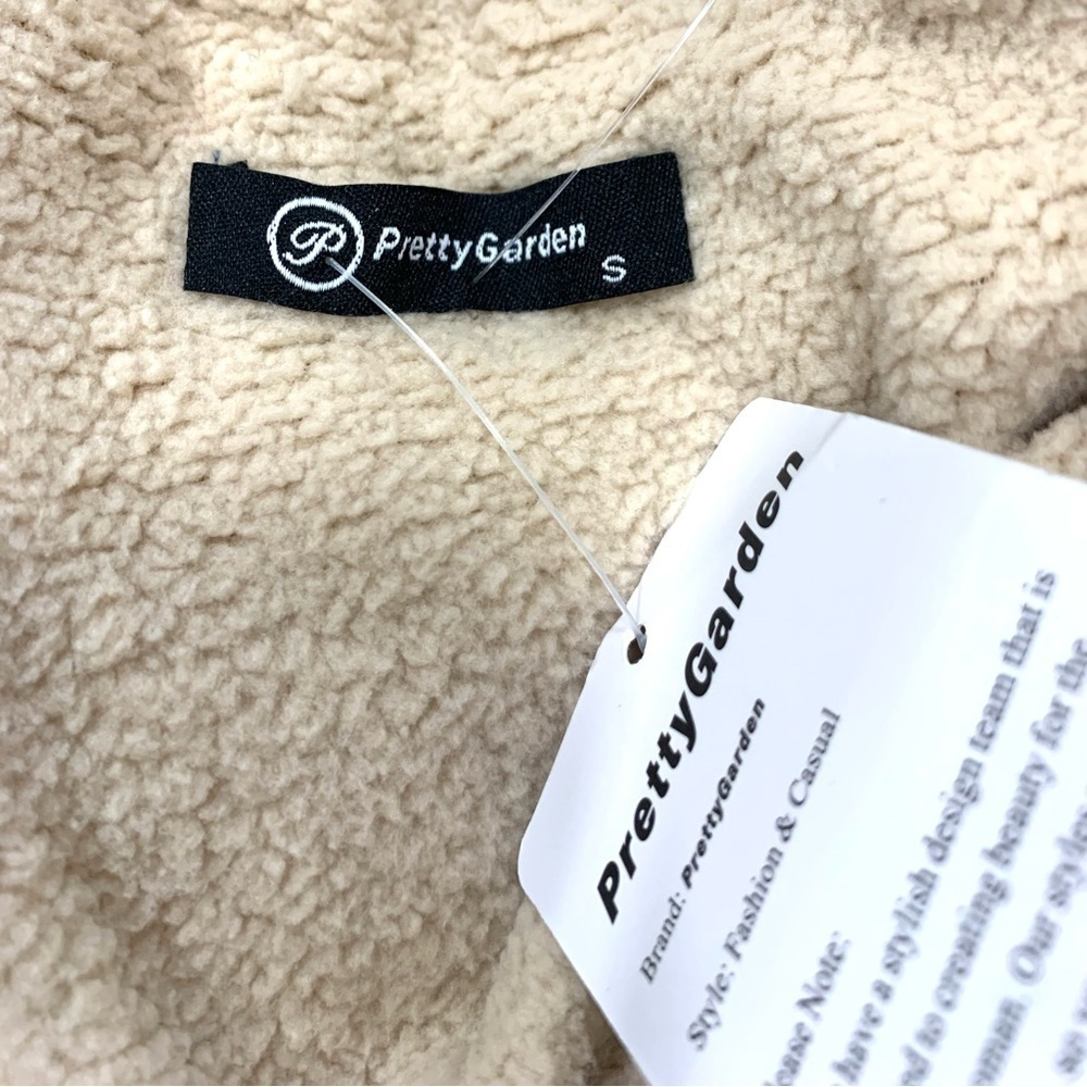 NWT PRETTY GARDEN Reversible Winter Oversized Shearling Fleece Coat, Gray/tan - Picture 6 of 8